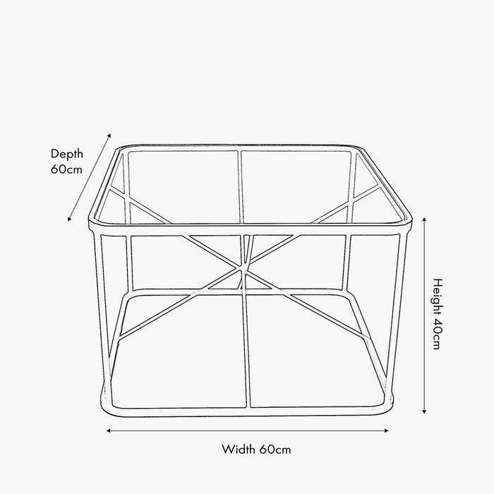 Roxy Coffee Table, Black Metal Frame, Square Glass Top