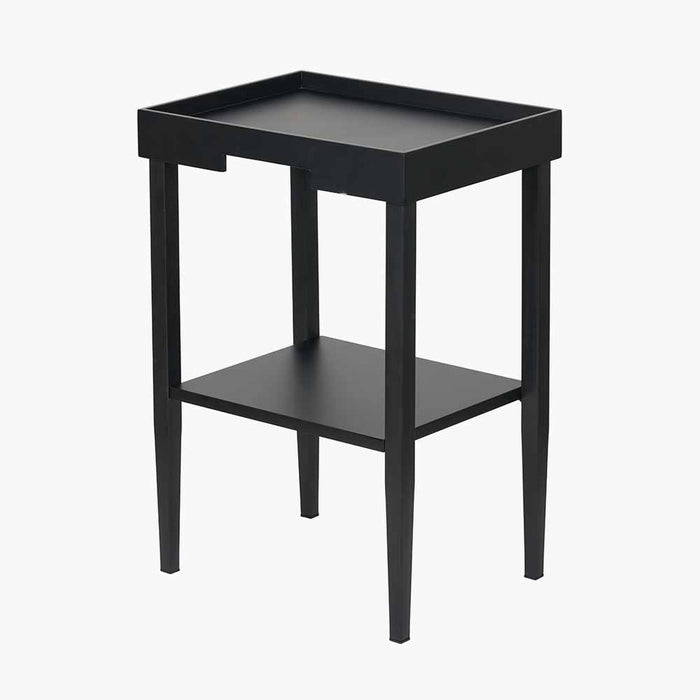 Marnie Side Table, Black Wood Veneer, Handy Shelf