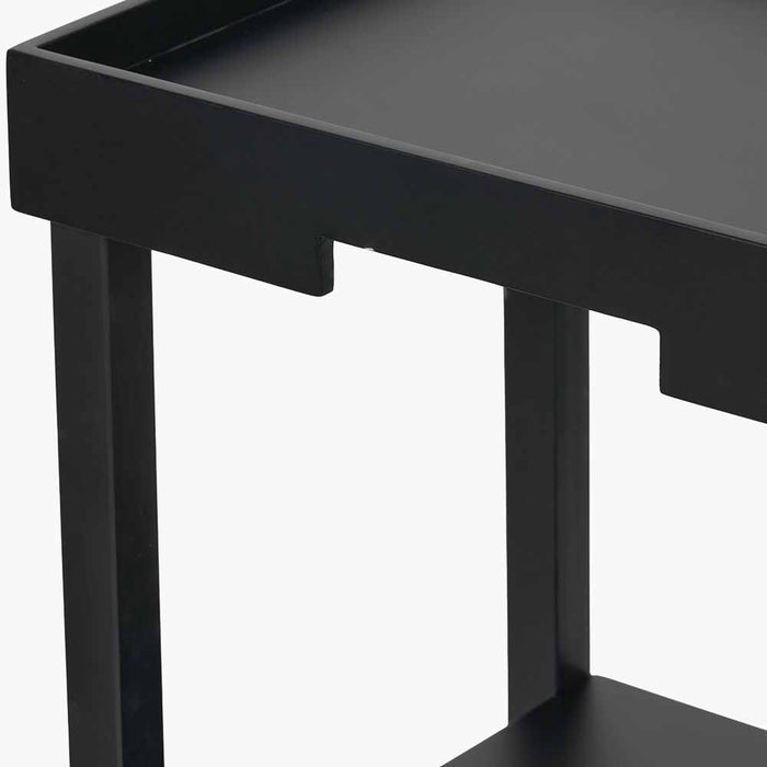 Marnie Side Table, Black Wood Veneer, Handy Shelf