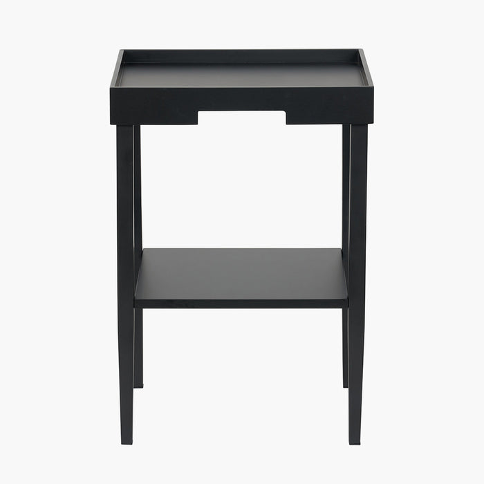 Marnie Side Table, Black Wood Veneer, Handy Shelf 