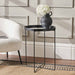 Voss Side Table, Mirrored Glass, Black Metal Legs, Round Top