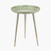 Seline Side Table, Silver Metal Legs, Sage Enamel, Round Top