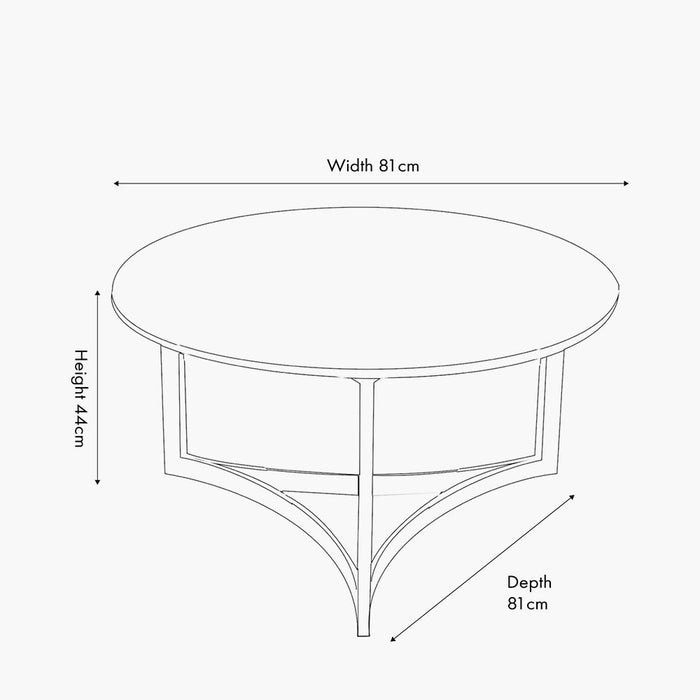 Hendrick Coffee Table, White Marble Top, Curved Black Metal Legs