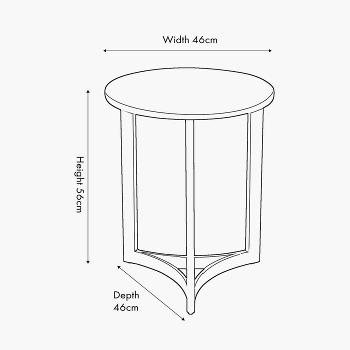 Hendrick Side Table, Curved Black Metal Legs, White Marble Top