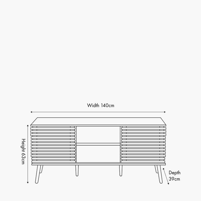 Larsen Wooden Sideboard, Natural, Slatted, 2 Door