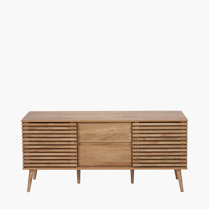 Larsen Natural Slatted Wooden 2 Door Sideboard 