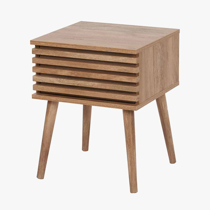 Larsen Wooden Slatted Bedside Cabinet, Natural