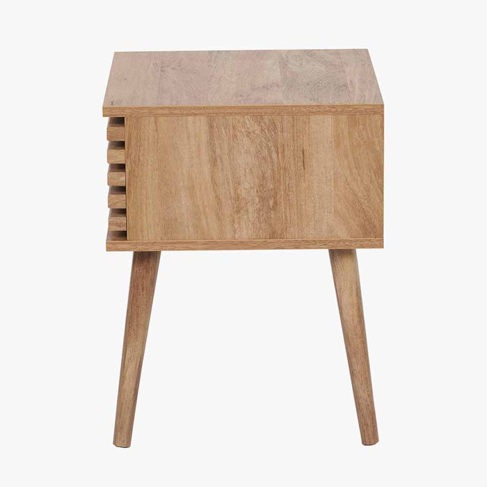 Larsen Wooden Slatted Bedside Cabinet, Natural