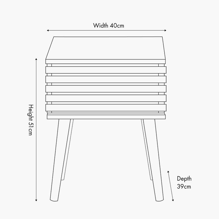 Larsen Wooden Slatted Bedside Cabinet, Natural