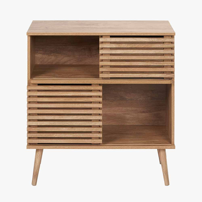 Larsen Wooden Slatted Sideboard, Natural, 2 Door - Small