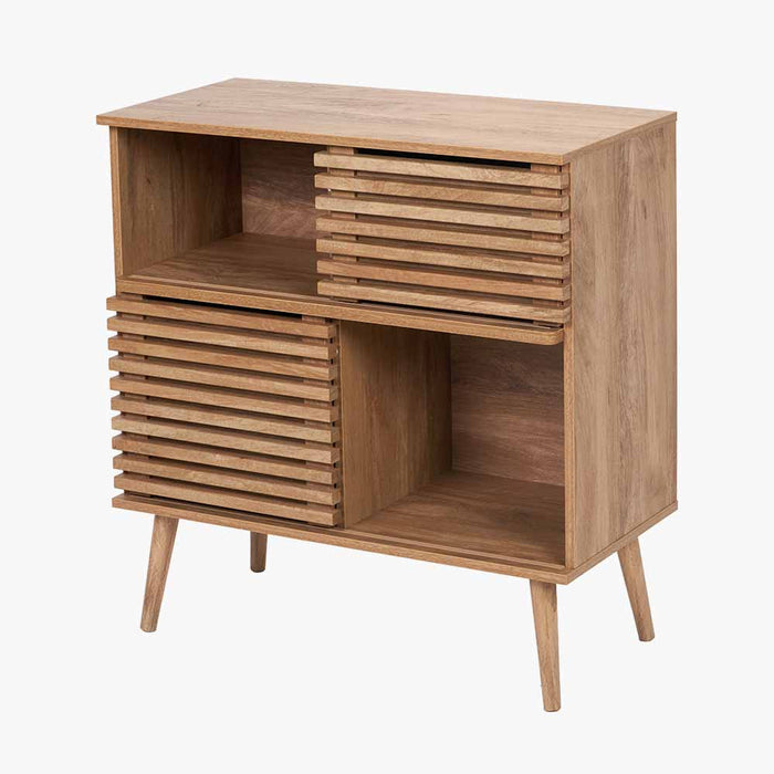 Larsen Wooden Slatted Sideboard, Natural, 2 Door - Small