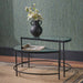 Marazzi Coffee Tables, Half Moon, Black Metal Frame, Bevelled Glass Top, Set Of 2   