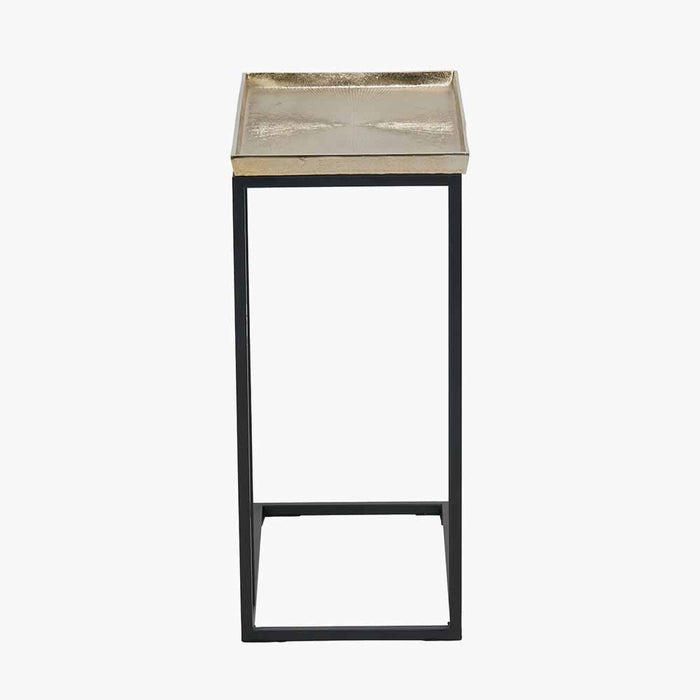 Franklin Side Table, Gold Cast Metal Top, Black Metal Legs