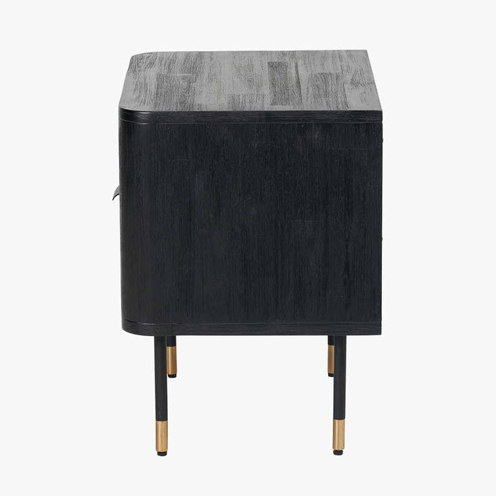 Nepal  Bedside Unit, Black Acacia Wood, Natural Rattan ( Due Back In 15/01/25 )