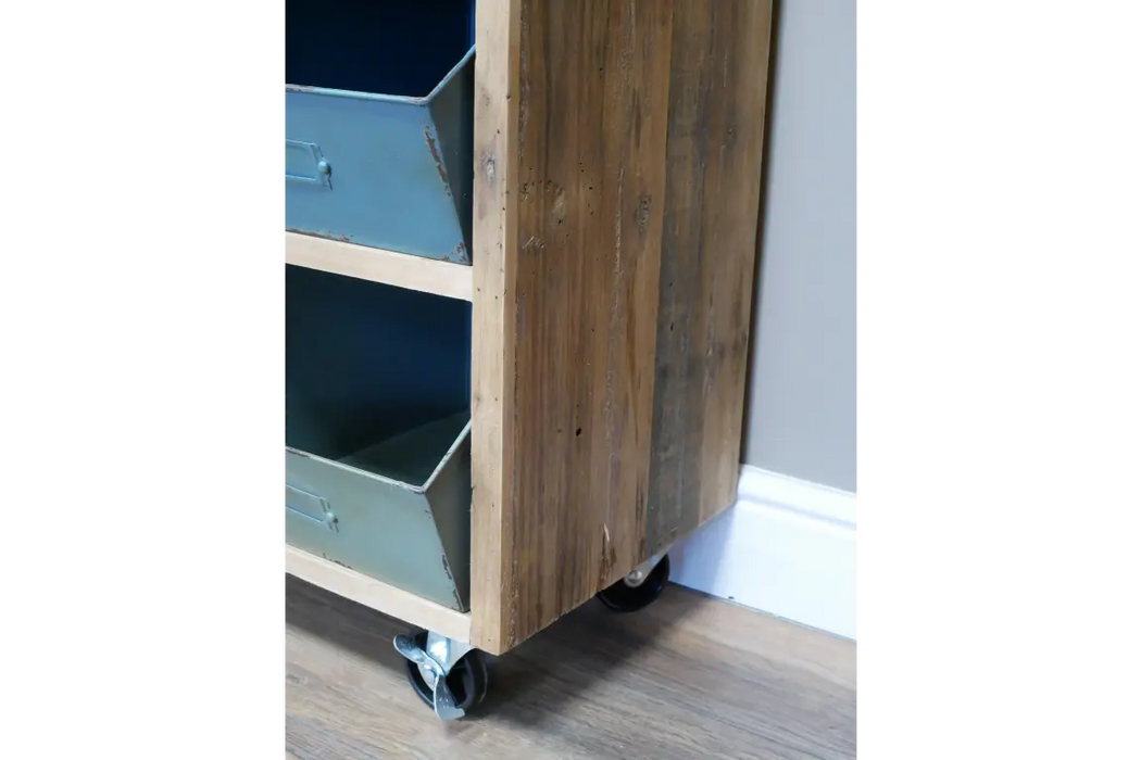 Rustic Sideboard, 3 Wooden Drawers, 8 Metal Storage