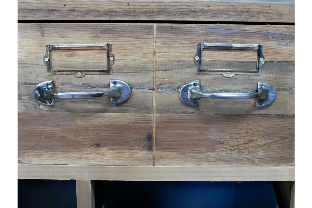 Rustic Sideboard, 3 Wooden Drawers, 8 Metal Storage