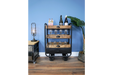 Industrial Trolley, Black Metal Frame, Wooden Shelf