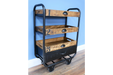 Industrial Trolley, Black Metal Frame, Wooden Shelf