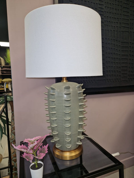 Modern Cactus-Inspired Ceramic Table Lamp with Linen Shade - 70cm