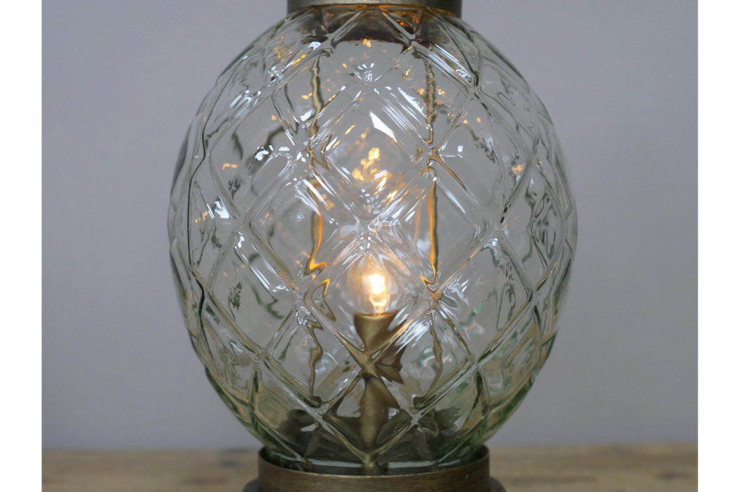 Distressed Gold / Bronze Metal & Glass Orb Light (Battery Powered) - 24 x 13 cm