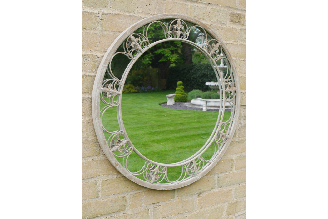 Indoor / Outdoor Round Ornate Garden Mirror - 70 x 70 cm - Decor Interiors