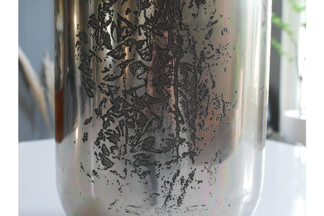 Florence Silver Etched Metal Vase - Large