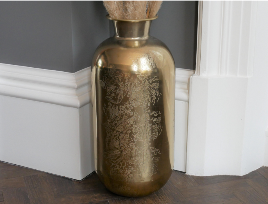 Florence Large Aluminium Vase, Gold Etched 