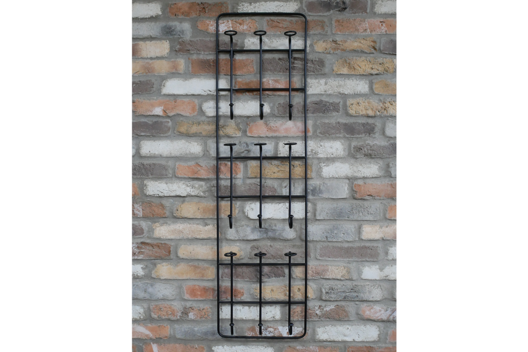 Wine Rack, 9 Bottle Wine Storage, Black Metal,  Wall Hanging