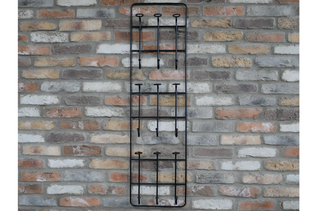 Wine Rack, 9 Bottle Wine Storage, Black Metal,  Wall Hanging