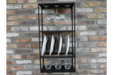 Glass & Plate Rack, Black Metal,  Wall Hanging