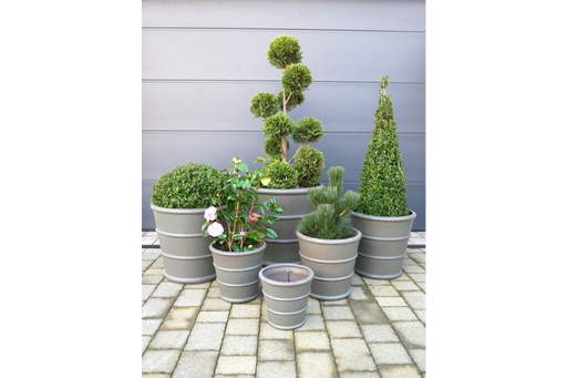 Outdoor Garden Planters, Grey Clay, Round, Set Of 6