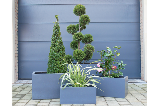 Outdoor Garden Planters, Blue Clay, Rectangular, Set Of 4