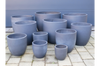 Outdoor Garden Planters, Blue Clay, Round, Set Of 11