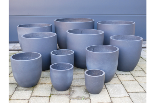 Outdoor Garden Planters, Blue Clay, Round, Set Of 11