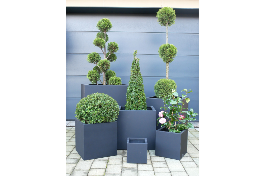 Outdoor Garden Planters, Blue Clay, Set Of 6