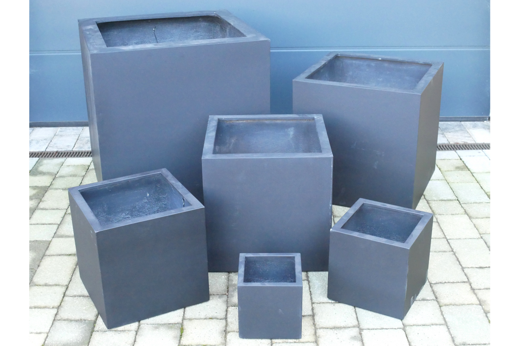 Outdoor Garden Planters, Blue Clay, Set Of 6