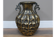 Ornate Metal Vase, Aged Gold, Large