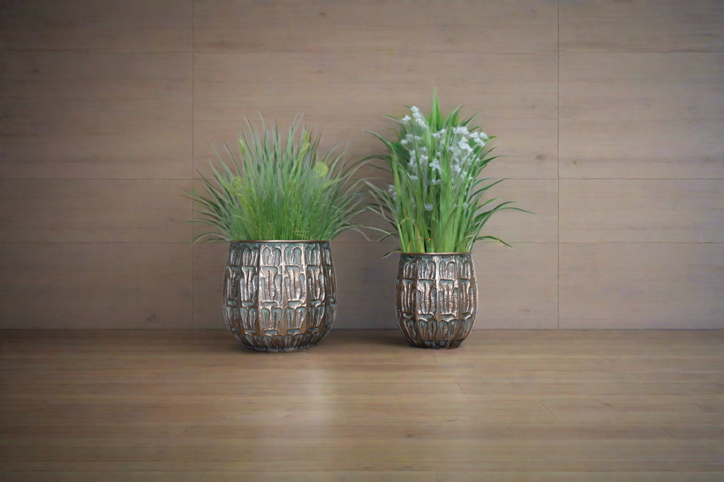 Odette Aged Copper Planters - Set Of 2