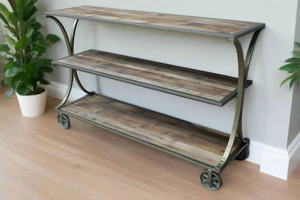 Rustic Industrial Reclaimed Wood & Metal Console Table