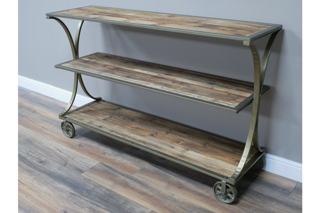 Rustic Industrial Reclaimed Wood & Metal Console Table