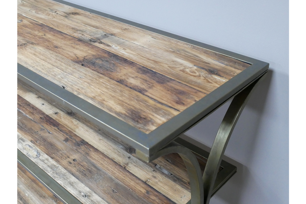 Rustic Industrial Reclaimed Wood & Metal Console Table