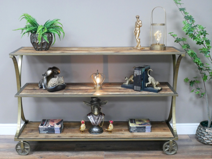 Rustic Industrial Reclaimed Wood & Metal Console Table