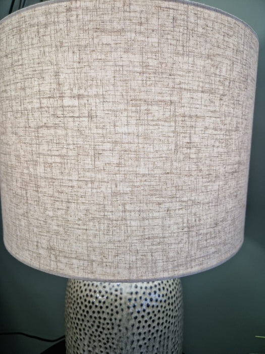 Rustic Green Textured Ceramic Table Lamp with Linen Shade - 57cm