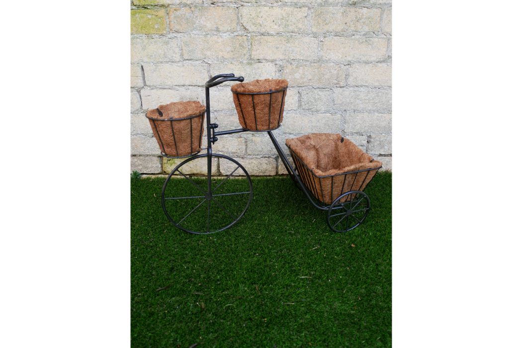 Outdoor Garden Planters, Black Metal, Bike