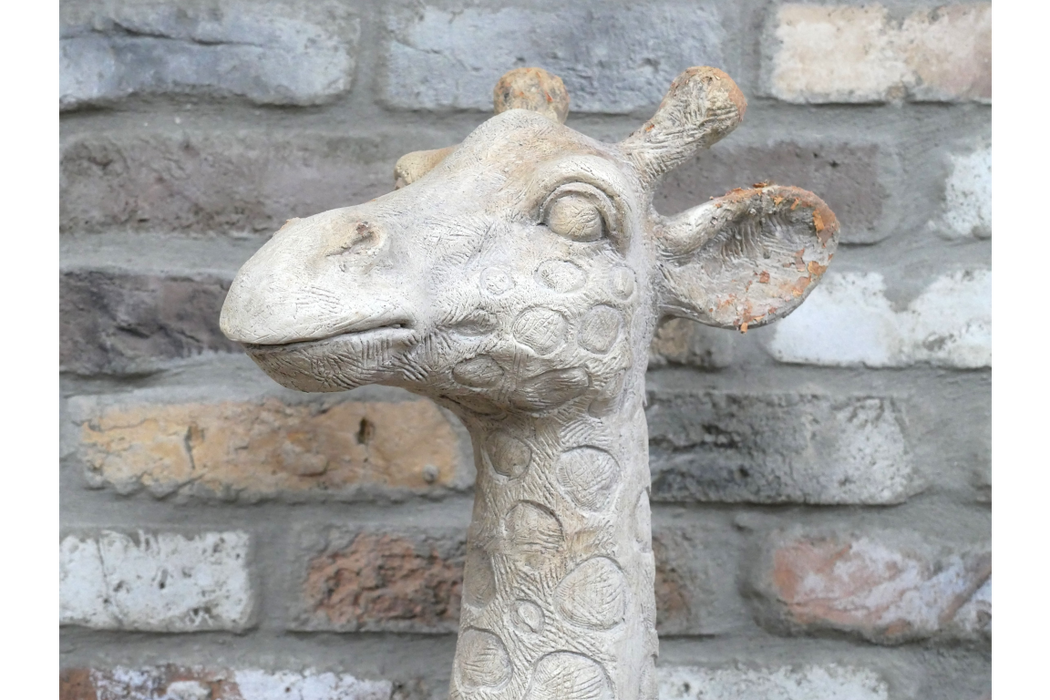 Decorative Distressed White Giraffe Head - 77cm