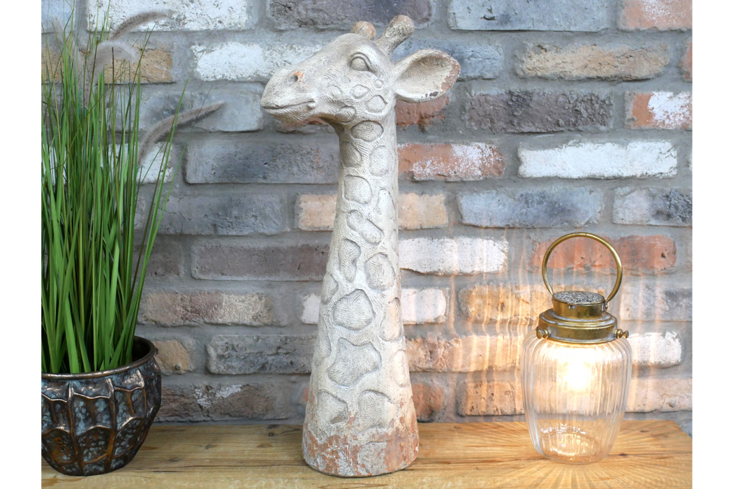 Decorative Distressed White Giraffe Head - 61cm