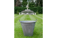 Outdoor Garden Planters, Grey Metal, Round, Planter