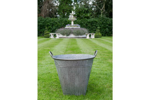 Outdoor Garden Planters, Grey Metal, Round, Planter