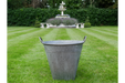 Outdoor Garden Planters, Grey Metal, Round, Planter