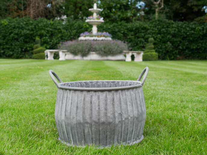 Outdoor Garden Planters, Grey, Round, Planter